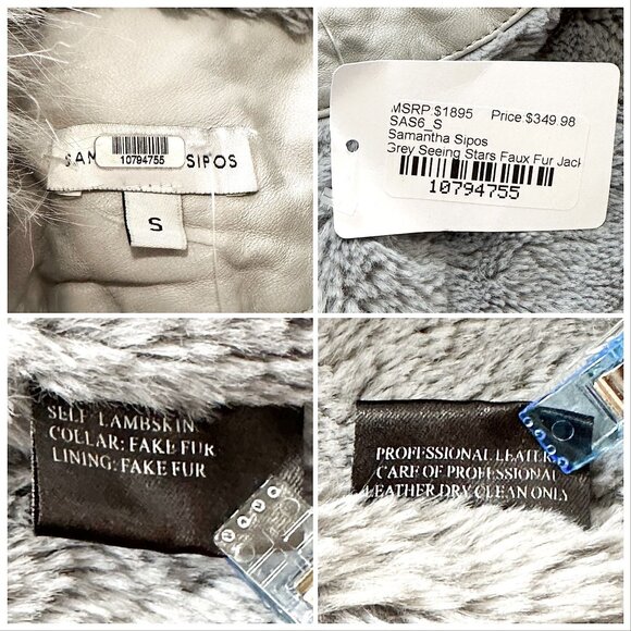 Samantha Sipos Seeing Stars Lamb Leather Biker Jacket Gray, Size S - Picture 5 of 16
